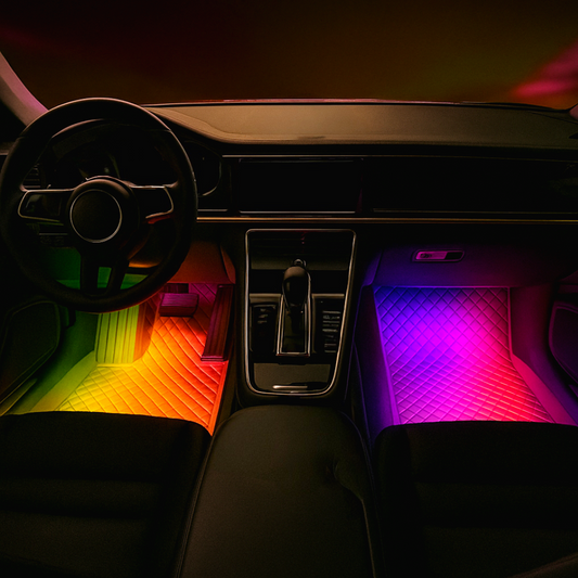Neon LED Car Interior Footwell Lights – USB, App & Remote Control, 200+ Color